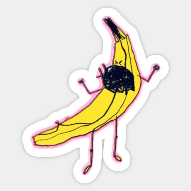 Angry Banana with neon highlights Sticker by AngryFruit